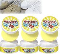 Detergente per scarpe bianche, pasta detergente e disincrostante multiuso, con spugna, adatto per suole in pelle, tela e gomma, sbiancante rapido per scarpe sportive