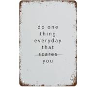 Determined Do One Thing Every Day That Scares You Enamel Look Metal Sign Retro Wall-Art For Office Counseling Room Mindset Coach 8 X 12 inch