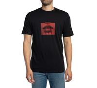 HUGO Mens Deterni Cotton-Jersey T-Shirt with Lip Artwork Black