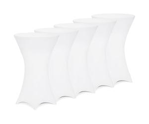 DETEX 5x Stretch Table Cloth Covers, 70-75cm Round Bar Tables, White | Fitted Washable Party Table Cloth Set, Wrinkle-Resistant Bistro Table Covers for Banquets, Events & Wedding Decorations
