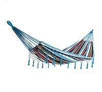 DETEX® Double Hammock with Macramé Design | XXL 320x150cm Hanging Bed for 2 People | Outdoor Garden & Camping Travel Hammock | Boho Style, Breathable Fabric, 300kg Capacity | Blue