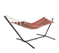 DETEX® Hammock with Metal Stand | 100kg Load Capacity | Outdoor Garden Swing Seat | Patio Garden Camping | Free Standing Hanging Chair | 200x80cm | Red