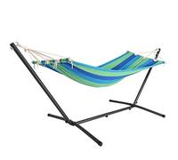 DETEX® Hammock with Stand, 150kg Heavy Duty Load Capacity, 200x80cm, Green | Free Standing Garden Sun Lounger with Metal Frame & Spreader Bars, Portable Outdoor Camping Swing Bed & Patio Lounger