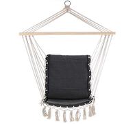 Detex Hanging Chair Swinging Hammock Seat Portable Swing Tree Travel Camping Indoor Outdoor Fabric Cotton Fringes (Grey)