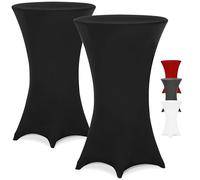 Detex® Set of 2 Bar Table Stretch Slip Covers for 60-65cm Diameter Bistro Tables | 120cm Height | 30°C Washable Easy Care Fabric | Ideal for Weddings, Parties, Events | Black