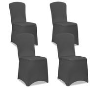 Detex® Chair Covers Set of 4 | Grey | Stretch Slipcovers for High-Back Dining Chairs | Washable & Reusable | Ideal for Christmas, Weddings, Parties