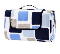 Detex® XL Waterproof Fleece Picnic Blanket 200x200cm | Camping Blanket | Heat Insulated | Hand Washable | Foldable | For 4-6 People | Garden Beach Blanket | Blue Grey Squares