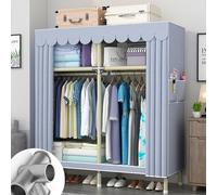 DETMOL Folding Wardrobe, Fabric Wardrobes for Bedroom, Portable Clothes Storage Organiser, Foldable Closet Cupboard Unit, Portable Wardrobe Shelves with Hanging Rail, Yellow