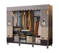 DETMOL Wardrobe, Folding Clothes, Closet Wardrobe Storage Organizer, Folding Wardrobe, Cloth Wardrobes for Bedroom Single, 150x45x168cm Canvas Wardrobe, Almirah for Clothes (white)