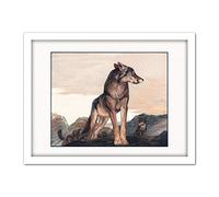 Detmold Akela Lone Wolf Jungle Book Painting Large Framed Art Print Poster Wall Decor 18x24 in