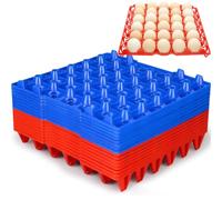 DETODDA 16 Pack Plastic Egg Tray Egg Crates, 30 Egg Flats Stackable, Reusable Egg Storage Trays for Chicken Coop & Farm, Large Plastic Egg Holder for Collecting, Storing & Transporting Eggs