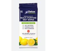Detox AdvanceSan Biodegradable EXTRA THICK Multi-Purpose Wipes | Lemon Zest | 80 Count | Plastic-Free, Antibacterial, Resealable Pack