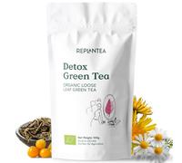 Detox Green Tea Organic 100g (50 Cups) | Loose Leaf Green Tea with Dandelion, Apple, Sage, White Tea, Marigold, Passion Fruit REPLANTEA