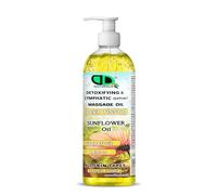 Detoxifying Massage Oil - Deep Tissue Lymphatic Support with Sunflower Oil, Grapefruit & Lemon - Natural Aromatherapy for Body Detox, Relaxation & Skin Care (500ml Pump)