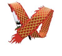DETPWVWB Dragon dance streamers, flowing silk dragons, Extra Long Artistic Throw Streamer Silk Flowy Shaking rave accessories(Golden red,6m/19.7ft)