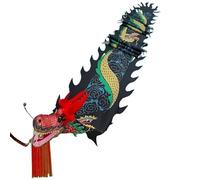 DETPWVWB Dragon dance streamers, flowing silk dragons, Fiberglass Handsticks + Travel Bag! rave accessories(Black,12m/39ft)