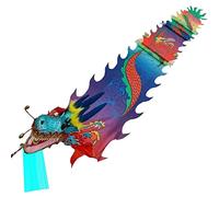 DETPWVWB Dragon dance streamers, flowing silk dragons, Fiberglass Handsticks + Travel Bag! rave accessories(Multicoloured,12m/39ft)