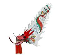 DETPWVWB Dragon dance streamers, flowing silk dragons, Fiberglass Handsticks + Travel Bag! rave accessories(White,8m/26ft)