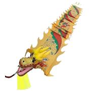 DETPWVWB Dragon dance streamers, flowing silk dragons, Fiberglass Handsticks + Travel Bag! rave accessories(Yellow,6m/20f)