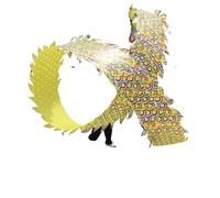 DETPWVWB Dragon dance streamers, flowing silk dragons, Outdoor Backyard Lawn Playing Exercise Child Games Toys Outdoor Park(Golden yellow,8m/26.2ft)