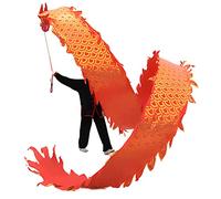DETPWVWB Dragon dance streamers, flowing silk dragons, Outdoor Backyard Lawn Playing Exercise Child Games Toys Outdoor Park(Golden tangerine,8m/26.2ft)