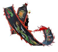 DETPWVWB Dragon dance streamers, flowing silk dragons, Outdoor Spring Outing Backyard Playing Fiberglass Handsticks + Travel Bag! Outdoor Park(Black,10m/33ft)