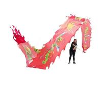 DETPWVWB Dragon dance streamers, flowing silk dragons, Outdoor Spring Outing Backyard Playing Fiberglass Handsticks + Travel Bag! Outdoor Park(Red,6m/20f)