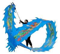 DETPWVWB Dragon dance streamers, flowing silk dragons, Outdoor Spring Outing Backyard Playing Fiberglass Handsticks + Travel Bag! Outdoor Park(Blue,12m/39ft)