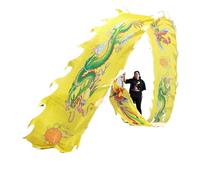 DETPWVWB Dragon dance streamers, flowing silk dragons, Outdoor Spring Outing Backyard Playing Fiberglass Handsticks + Travel Bag! Outdoor Park(Yellow,8m/26ft)