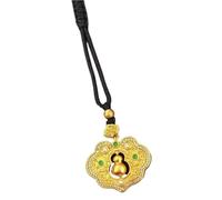DETPWVWB New Chinese National Tide Retro Style Rotating Ruyi Gourd Pendant for Women - Imitation Gold Colour Fashion Jewelry(Black cord)