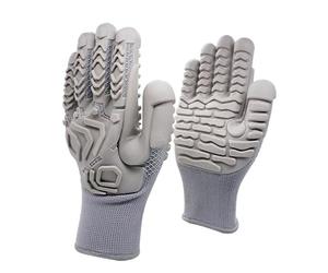 DETPWVWB Shock-Absorbing Anti-Vibration Gloves for Drilling, Mining, Forestry, and Logging - Non-Slip, Wear-Resistant Labour Protection Gloves(Gray)