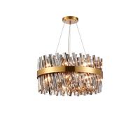Detroit 18 Light Chandelier - Brass with Smoked Glass