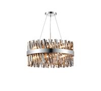Detroit 18 Light Chandelier - Polished Nickel with Smoked Glass