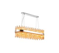 Detroit 24 Light Bar Chandelier Pendant - Polished Nickel with Amber Glass