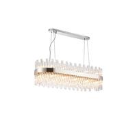 Detroit 24 Light Bar Chandelier Pendant - Polished Nickel with Clear Glass