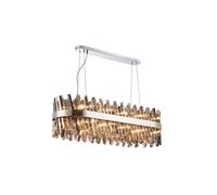 Detroit 24 Light Bar Chandelier Pendant - Polished Nickel with Smoked Glass