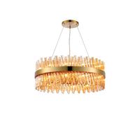 Detroit 24 Light Chandelier - Brass with Amber Glass