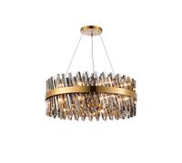 Detroit 24 Light Chandelier - Brass with Smoked Glass