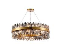 Detroit 32 Light Chandelier - Brass with Smoked Glass