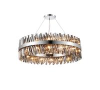 Detroit 32 Light Chandelier - Polished Nickel with Smoked Glass