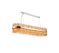 Detroit 36 Light Bar Chandelier Pendant - Polished Nickel with Amber Glass