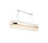 Detroit 36 Light Bar Chandelier Pendant - Polished Nickel with Clear Glass