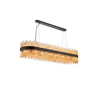 Detroit 36 Light Bar Chandelier Pendant - Satin Black with Amber Glass