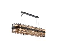 Detroit 36 Light Bar Chandelier Pendant - Satin Black with Smoked Glass