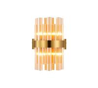 Detroit 4 Light Flush Wall Light - Brass with Amber Glass