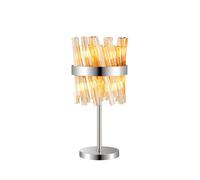 Detroit 6 Light Table Lamp - Polished Nickel with Amber Glass