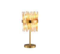 Detroit 6 Light Table Lamp - Satin Brass with Amber Glass
