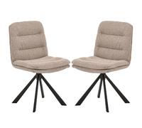 detroit beige fabric dining chairs with black legs in pair