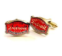 Detroit Buckle Cast and Filled Cloisonne Cufflinks for Men 3/4" x 1/2" Tie Pin