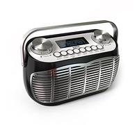 DETROIT DAB Radio Alarm Clock Bedside Mains Powered Or Battery DAB/DAB+/FM Retro Radio With LCD Display Clock Radio (Black)